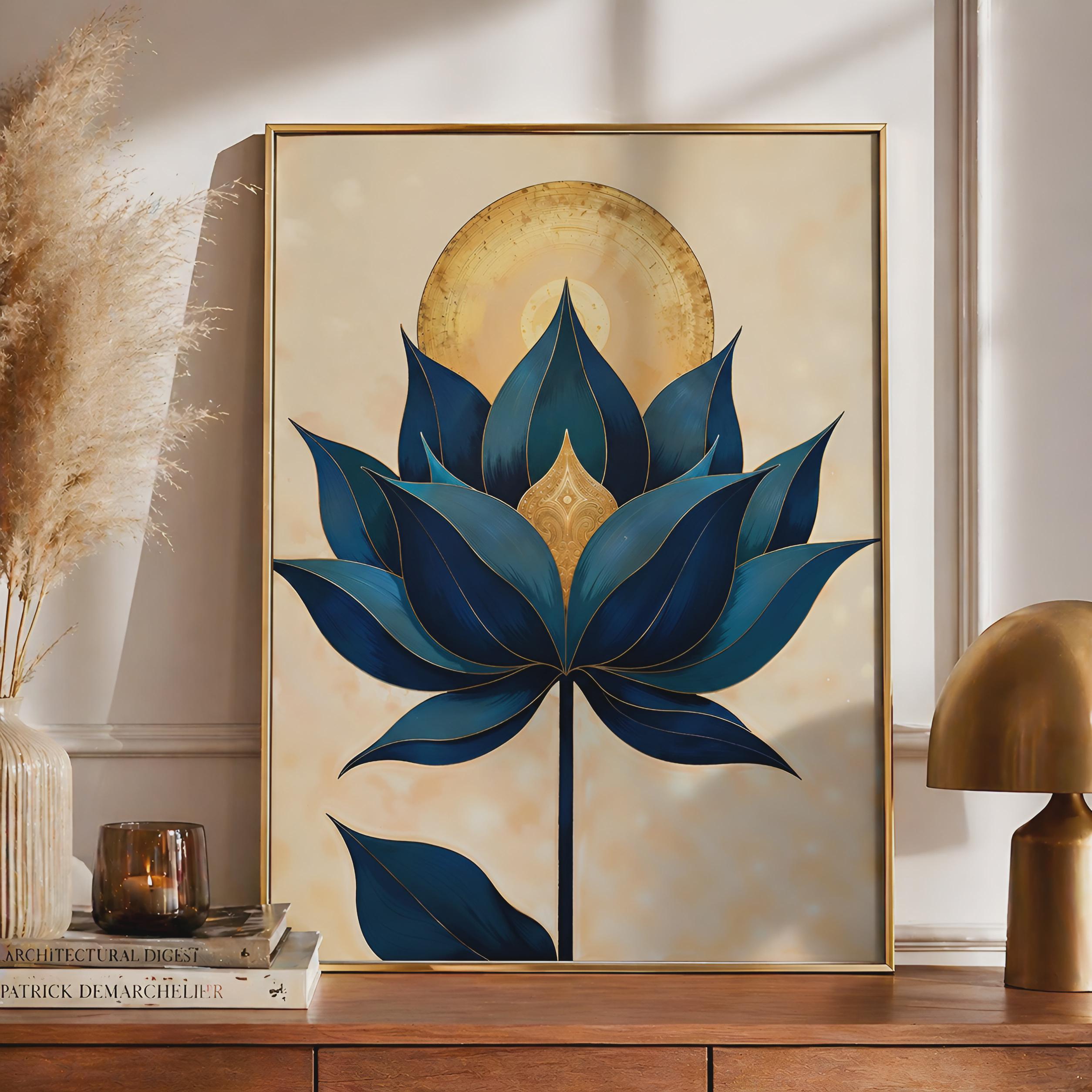 Abstract Lotus Flower Art Print: Elegant Zen Wall Decor - Etsy