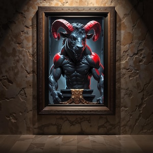 Minotaur Premium Matte Poster, Greek Mythology Artwork, Gift for Him, Gift Home Decor, Oil Paint, Vintage Prints, Mythical Labyrinth Beast