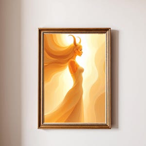 Hathor Art Nouveau Poster, Egyptian Goddess Print, Gold Mythology Wall Art, Goddess Decor, Elegant Art Nouveau Gift, Mythology Gift, Poster