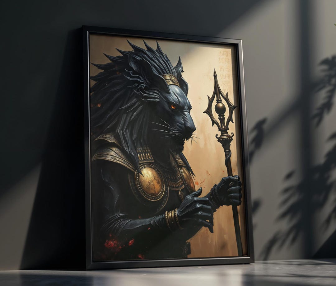 Dark Sekhmet Art Print: Gothic Egyptian Lion Goddess Wall Decor - Etsy