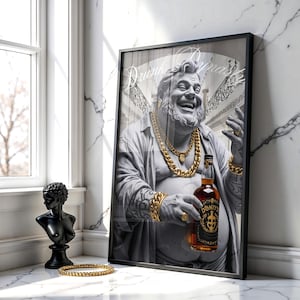 Dionysus God, Greek Mythology, Gangsta Hip Hop Poster, Greek Myth Dionysus, Unique Home Decor Gift, Street Art