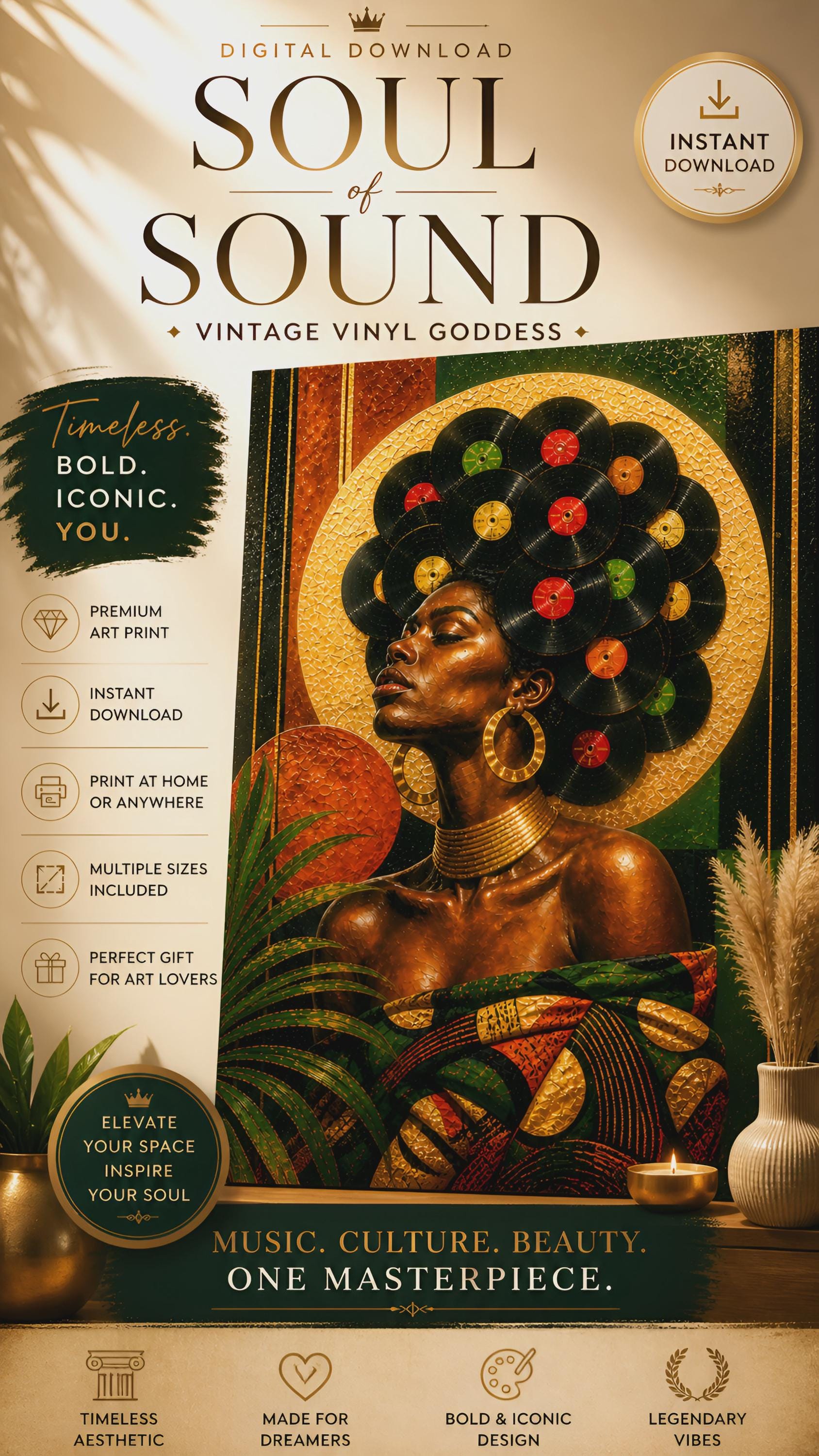 Set of 3 African Wall Art: Black Woman Afrocentric Posters (digital ...
