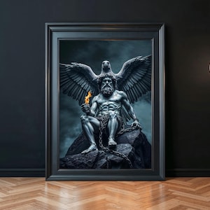 Prometheus Premium Matte Poster, Greek Titan of Fire and Wisdom, Mythology, Gift Home Decor, Art Nouveau, Vintage Prints, Mythology Wall Art