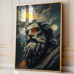 Art Nouveau Zeus Poster: God of Thunder Mythology Wall Art