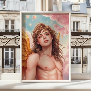 Eros Art Print: God of Love, Pastel Mythology Wall Art
