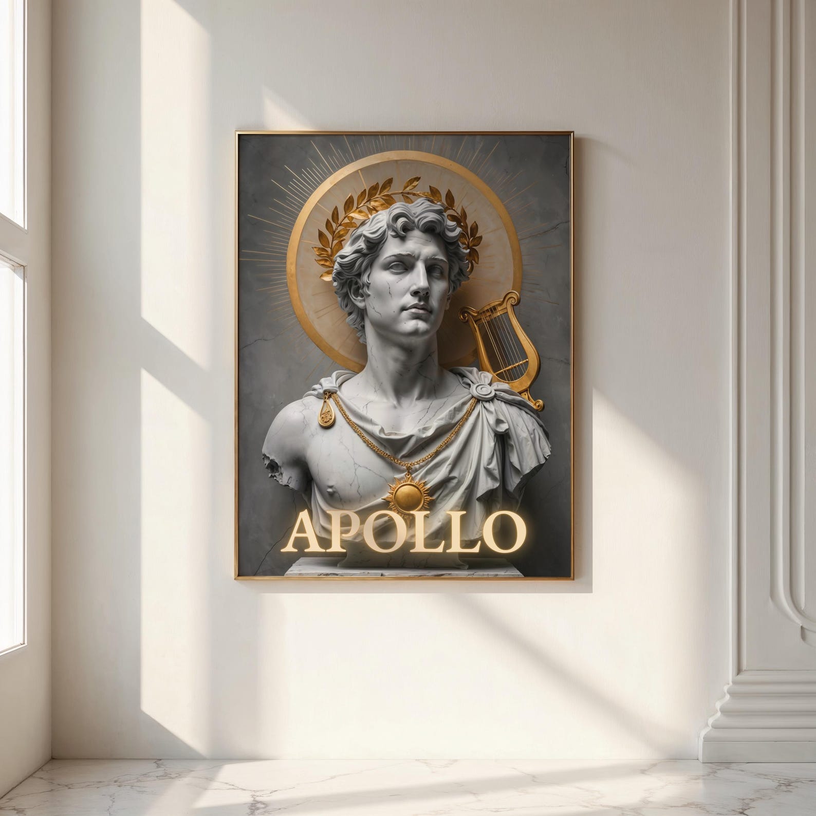 Apollo Greek God Art Print – Classical Bust, Golden Accents - Etsy