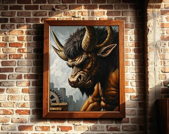 Minotaur Bestiary Poster: Greek Mythology Art Print