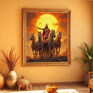 Helios Greek Sun God Poster, Mythology Art Print, Vibrant Greek Decor, Titan God Wall Art, Premium Wall Art, Mythology Home Decor, Greek Art