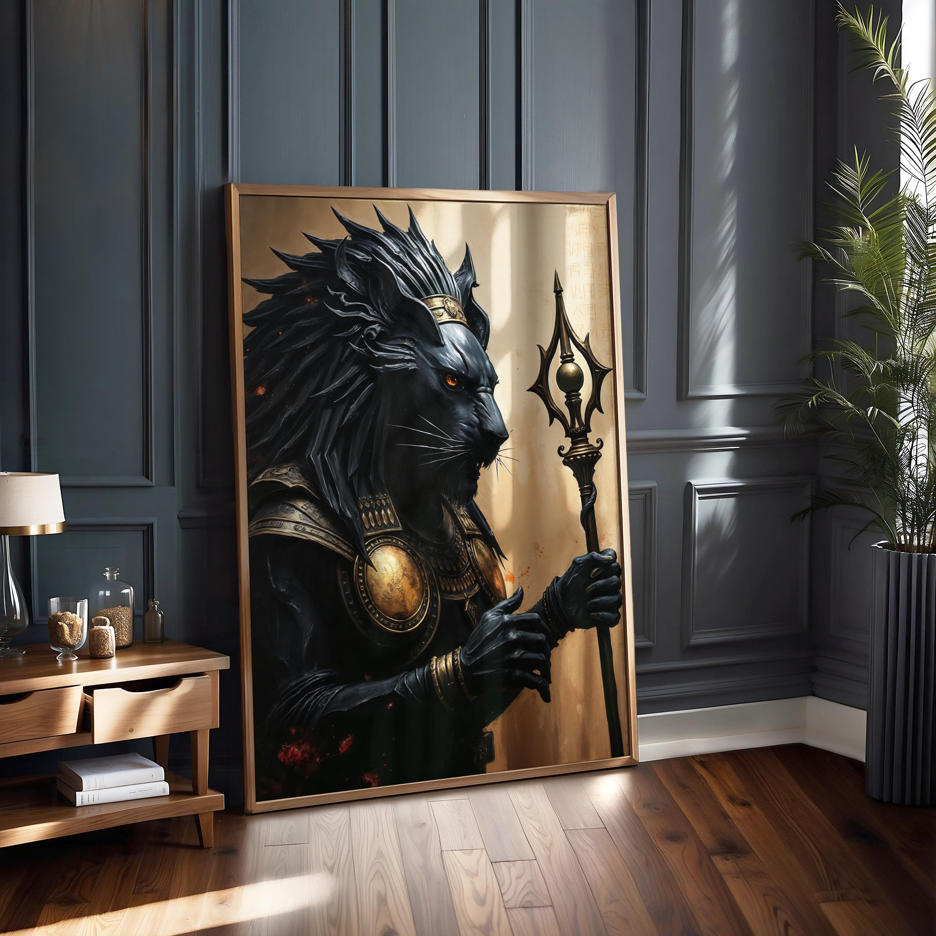 Dark Sekhmet Art Print: Gothic Egyptian Lion Goddess Wall Decor - Etsy