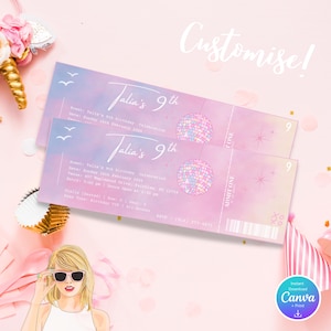 In meinem Geburtstag Era Konzertkarte Trendy Taylor laden Teen Eras Party ein, digitaler Download bearbeitbare Tween Girls Eras Erinnerungsstücke Andenken Pink