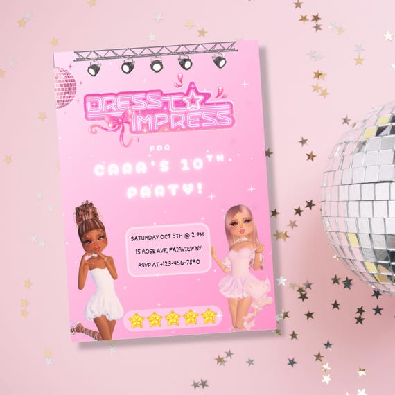 Dress to Impress Birthday Invitation, Roblox Party Invite for Kids, Fashion  Show Party, Pink Girls Birthday Invitation, Gamer Girl Birthday - Etsy