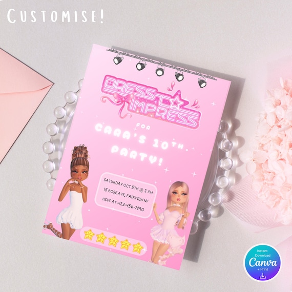 Dress to Impress Birthday Invitation, Roblox Party Invite for Kids, Fashion  Show Party, Pink Girls Birthday Invitation, Gamer Girl Birthday - Etsy