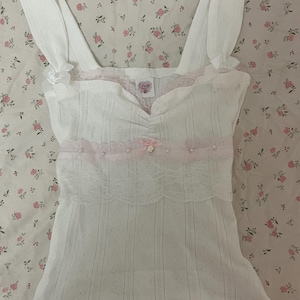 Handmade coquette tops: white and black swan and bow top The White Swan