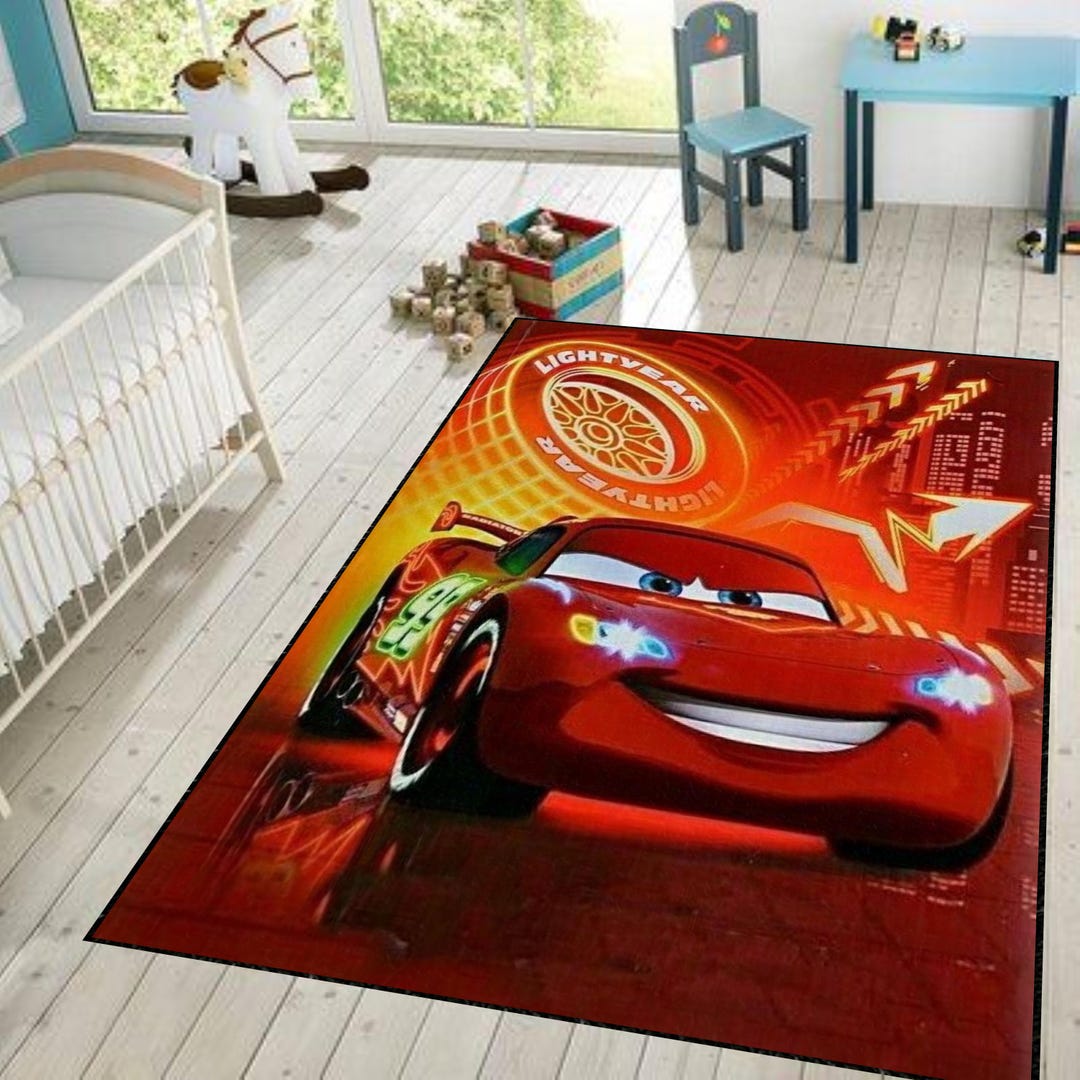 Magic Car Rug Disc Kids Room Car Rug: Lightning Mcqueen Road Play Mat - Etsy