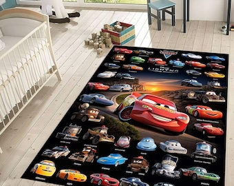 Kids Room Car Rug: Lightning McQueen Road Play Mat