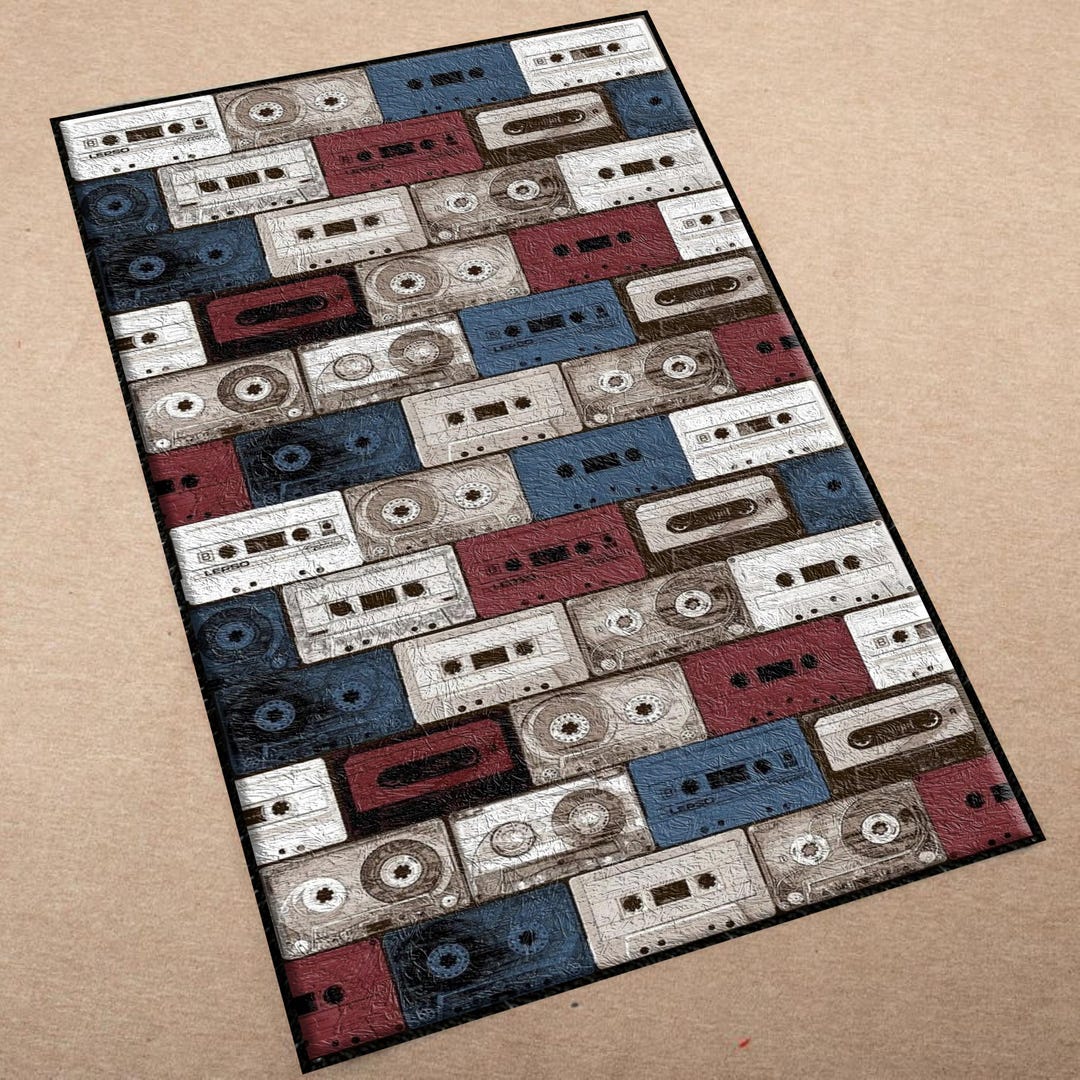 Retro Cassette Tape Rug: 3D Print, Non-slip Runner - Etsy