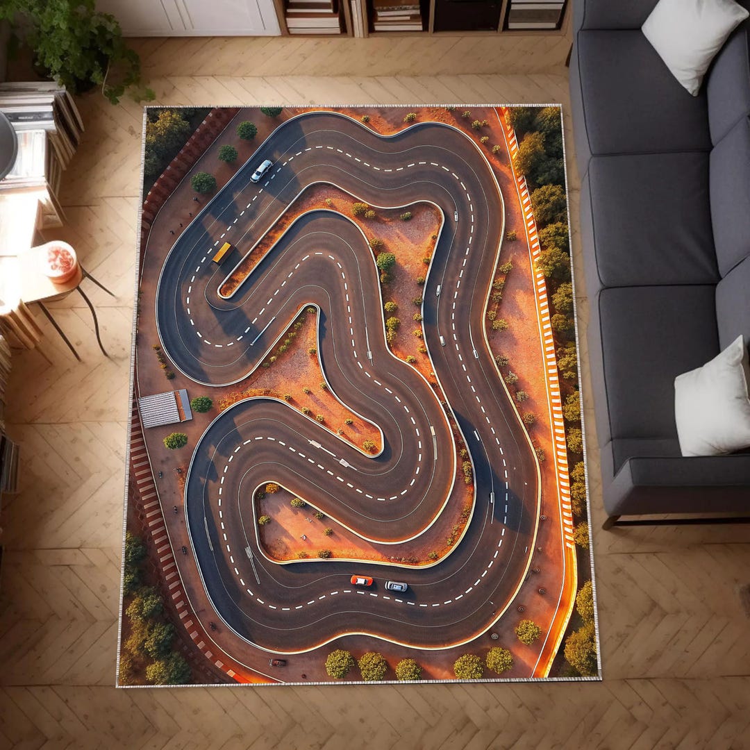 Kids Track Rugs Race Track Cotton Rug, Kids Room Decor, Non-slip Play Mat - Etsy