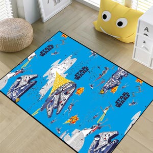 Alfombra Millennium Falcon: temática de Star Wars, base de algodón antideslizante