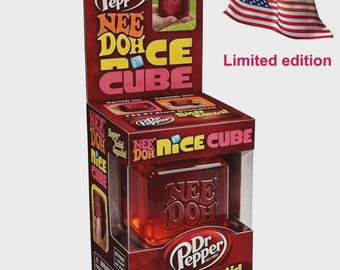 Needoh Dr Pepper Nice Cube Squishy – Limited Edition Red Suptid Stress Toy with Box, Sensory Fidget Toy USA