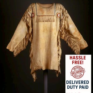 Buffalo Hide War Shirt: Native-Inspired Powwow Regalia, Suede Leather