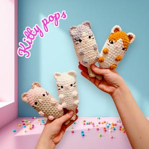No Sew 4 in 1 Cat Crochet Pattern - Easy Amigurumi Kitty Pops Plush Bundle - Cute Cat Plushies Pattern - Gift Plush Toy DIY