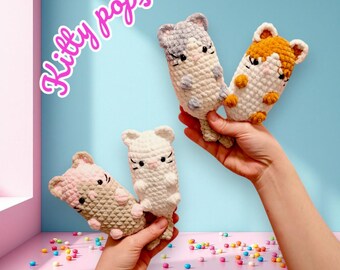 No Sew 4 in 1 Cat Crochet Pattern - Easy Amigurumi Kitty Pops Plush Bundle - Cute Cat Plushies Pattern - Gift Plush Toy DIY