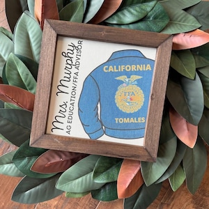 FFA Advisor/Teacher Gift 9.5x9.5 8 inch Reclaimed Wood Frame Blue Jacket Official Dress Advisor Teacher Gift Affinity Licensed