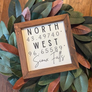 Home Coordinates Custom Canvas Print, reclaimed wood, choice of stain 8x8 canvas print new home gift realtor gift