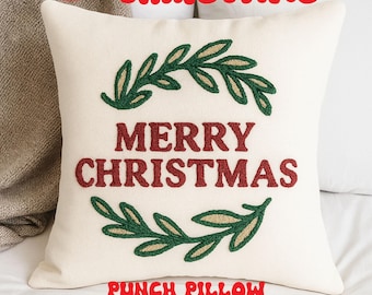 Christmas Punch Needle Pillow Patterns 18 pcs Template 40x40 cm, 50x50 cm