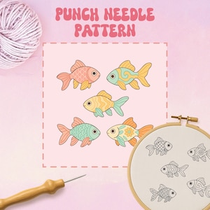 Punch Needle Fish Pattern: Coaster & Wall Art Template (PDF Download)