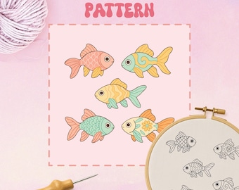 Punch Needle Fish Pattern: Coaster & Wall Art Template (PDF Download)