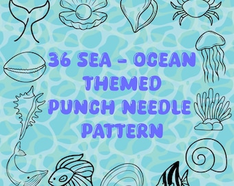 36 Sea Ocean Punch Needle Pattern: Marine Embroidery Designs (PDF)