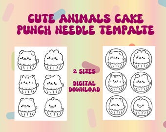 Animal Cake Punch Needle Pattern: Beginner Friendly Mug Rug (PDF Download)