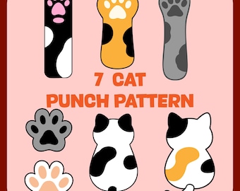 Cat Punch Needle Pattern Set: Calico & Paw Coaster Designs (PDF)