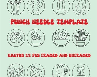 12 pcs Cactus Punch Needle Template Coaster