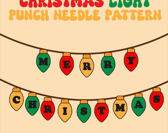 merry christmas light Punch needle pattern:  Holiday Garland Pattern PDF