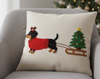 Christmas Cat Dog Punch Needle Pattern | A4 PDF Template  | Holiday Yarn Art |