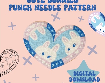 Bunny Punch Needle Pattern: Coaster, Wall Art, Pin (Digital Download)