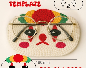 Punch Needle Glasses Holder Template: Sad Cat Design - Mustache Option (PDF Pattern A4 180x117mm)