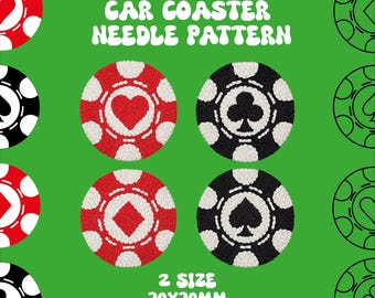 Playing Card Suit Punch Needle Template: Coin Coaster Designs (PDF Pattern)