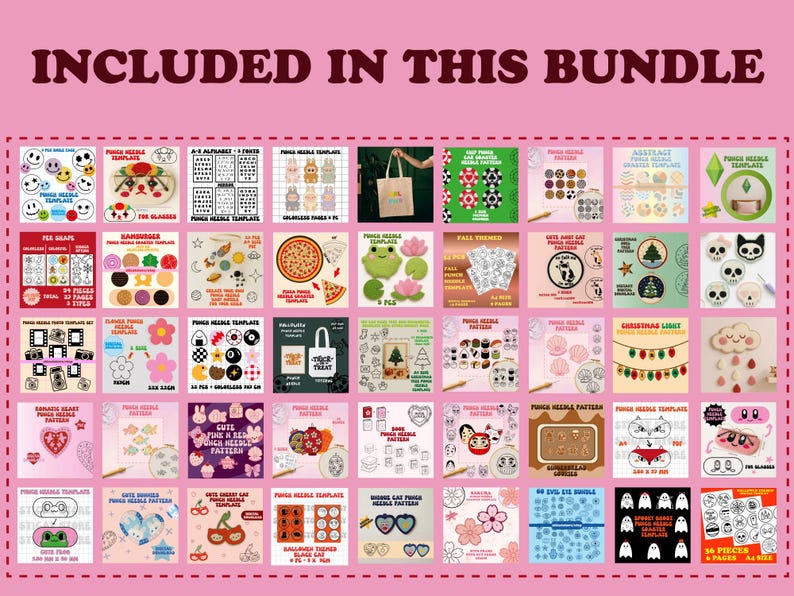 475+ Punch Needle Pattern Templates - Huge Bundle (digital Download) - Etsy