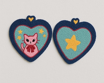 Cat Punch Needle Pattern: Heart & Star Design (Digital PDF)