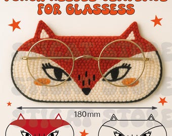 Punch Needle Fox Glasses Mat Template: Beginner-Friendly PDF Pattern (180x80mm A4)