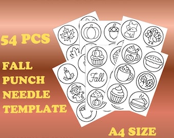 54 pcs Fall Punch Needle Templates: Coasters, Mug Rugs (Digital Download) fall host gift