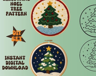 Christmas Tree Punch Needle Pattern Set: Holiday Embroidery Designs (PDF Pattern)