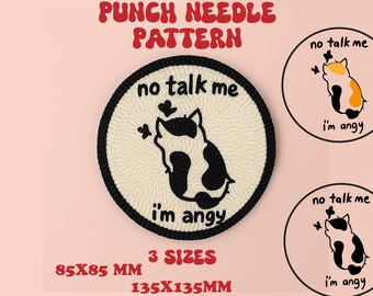 Angry Cat Punch Needle Pattern: Beginner-Friendly Template (PDF Download)