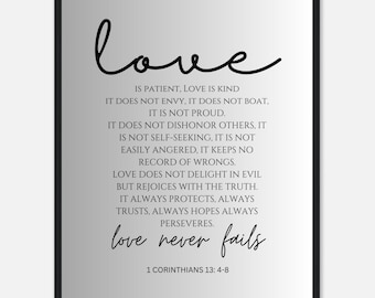 Love Is Patient Love Is Kind, 1 Corinthians 13:4-8 | Wedding Decor, Wedding Gift, Bible Quote, Scripture Wall Art