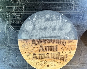 Coaster with Customization. Stone, Wood, Acrylic with Feet (Cork or Similar)