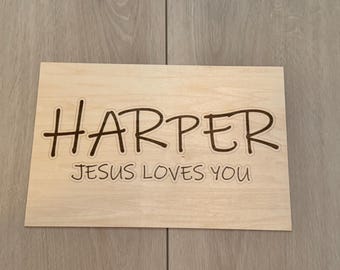 Jesus Loves You! Sign and Decor with Name
