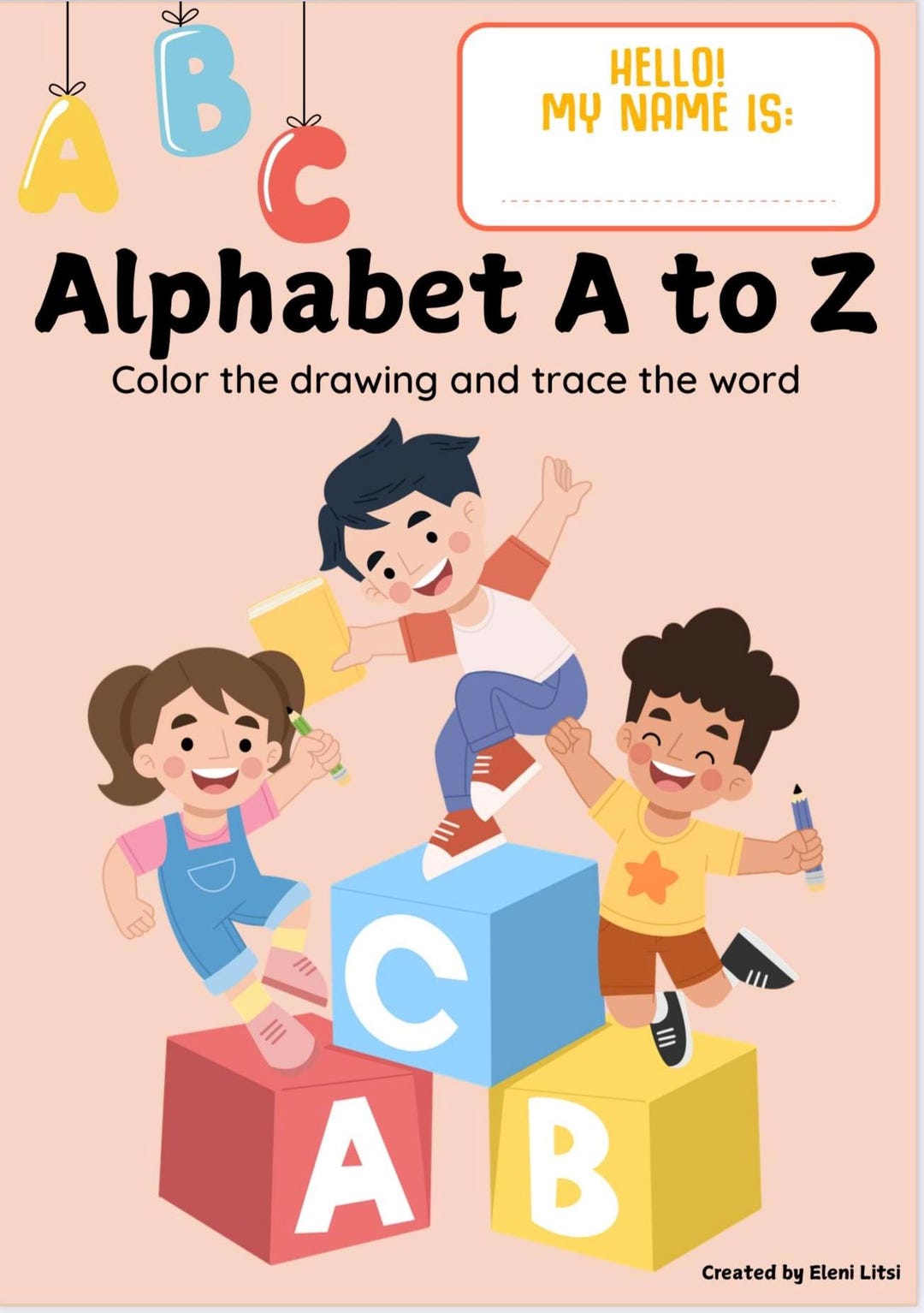 Alphabet A to Z Color and Trace the Word - Etsy